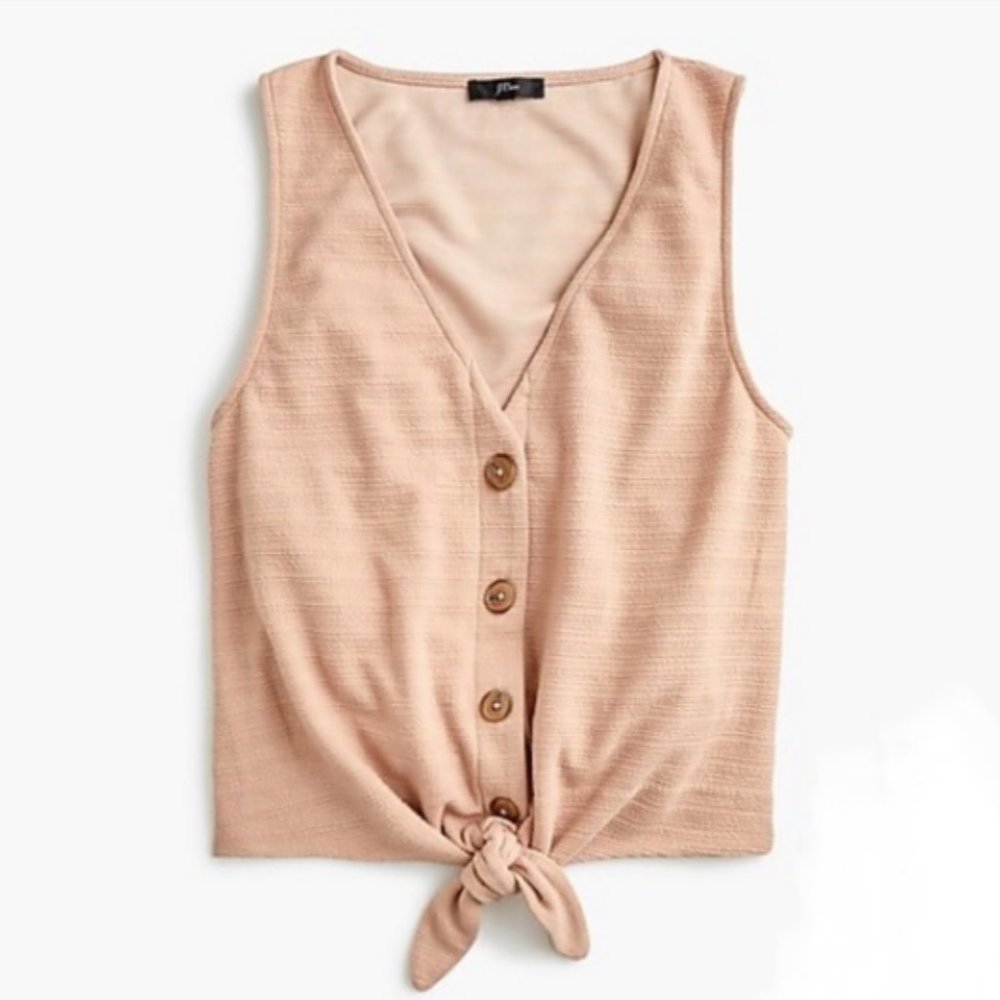 J. Crew Tie Front Tank Top in Beige Stone